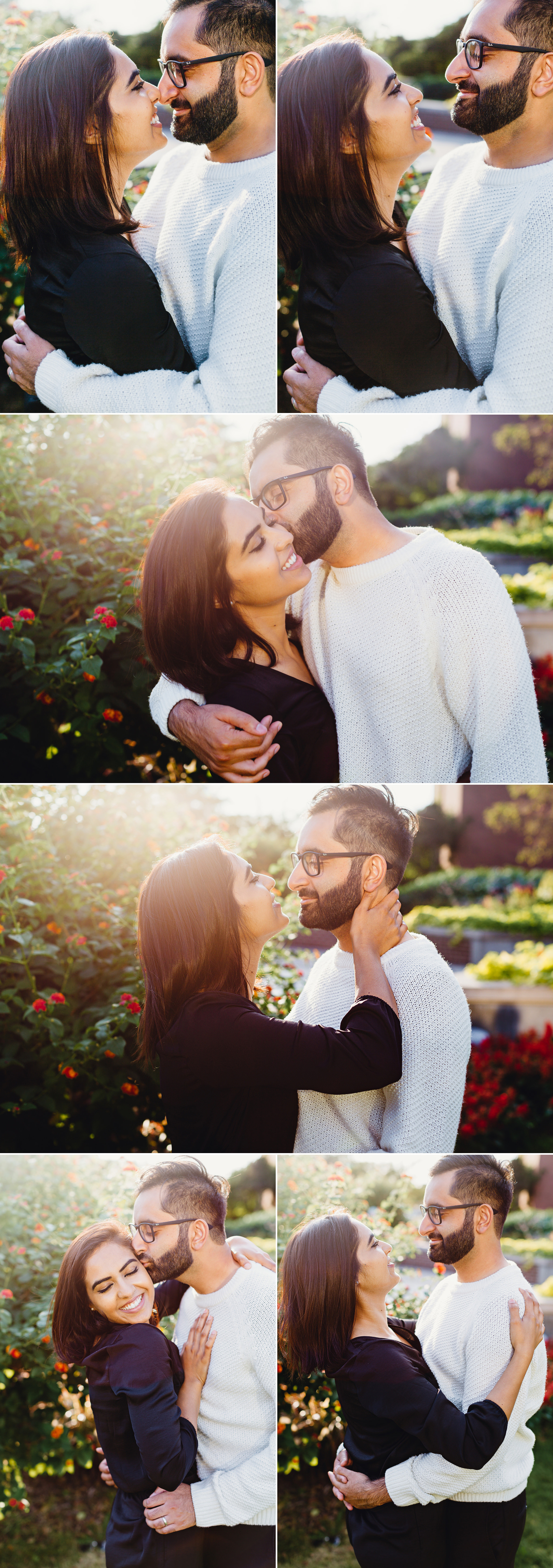 guy kissing girl at the botanical gardens at Michigan State University