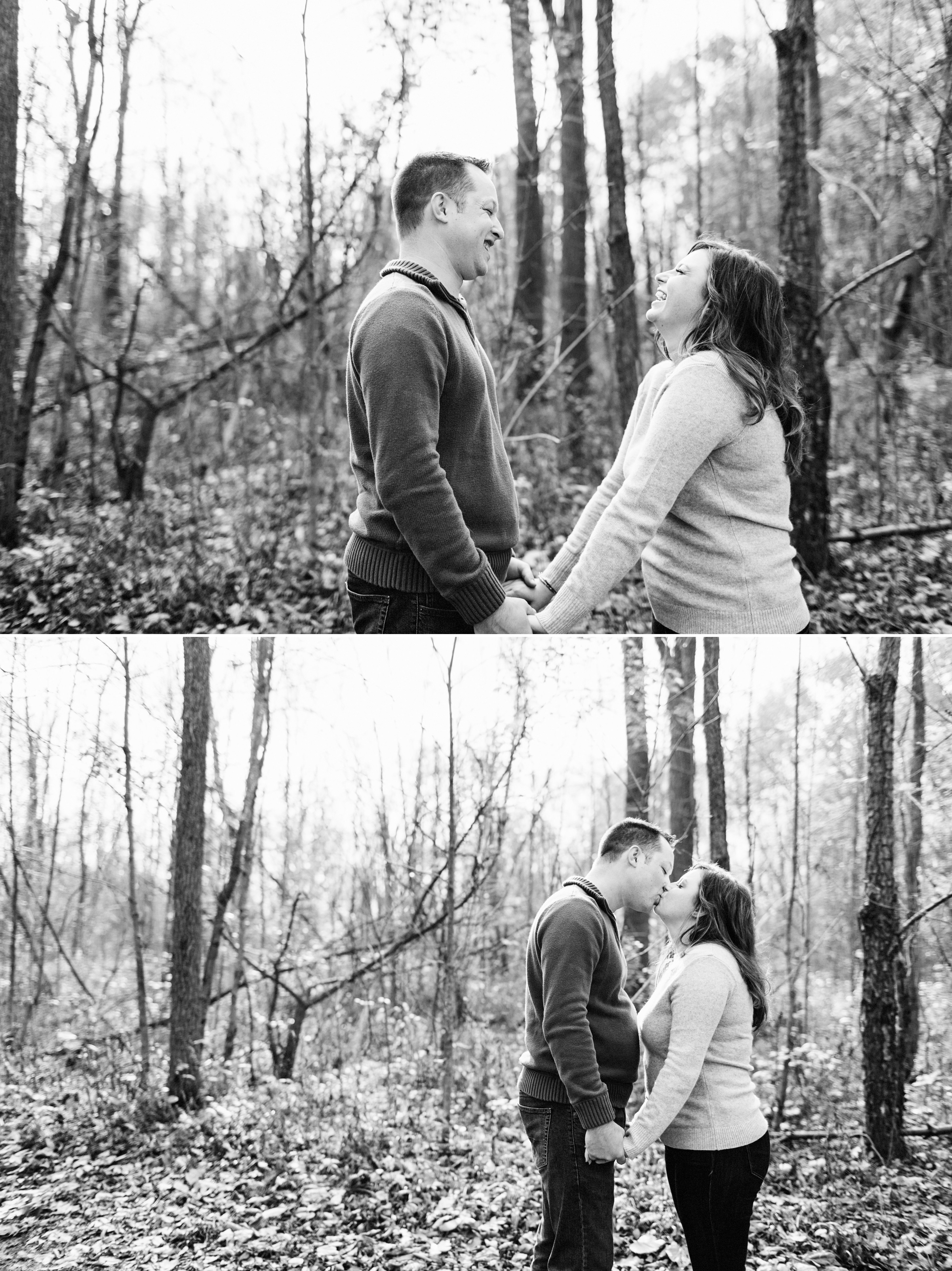 Black and white Engagement Photographs at Maybury State Park in Detroit Michigan