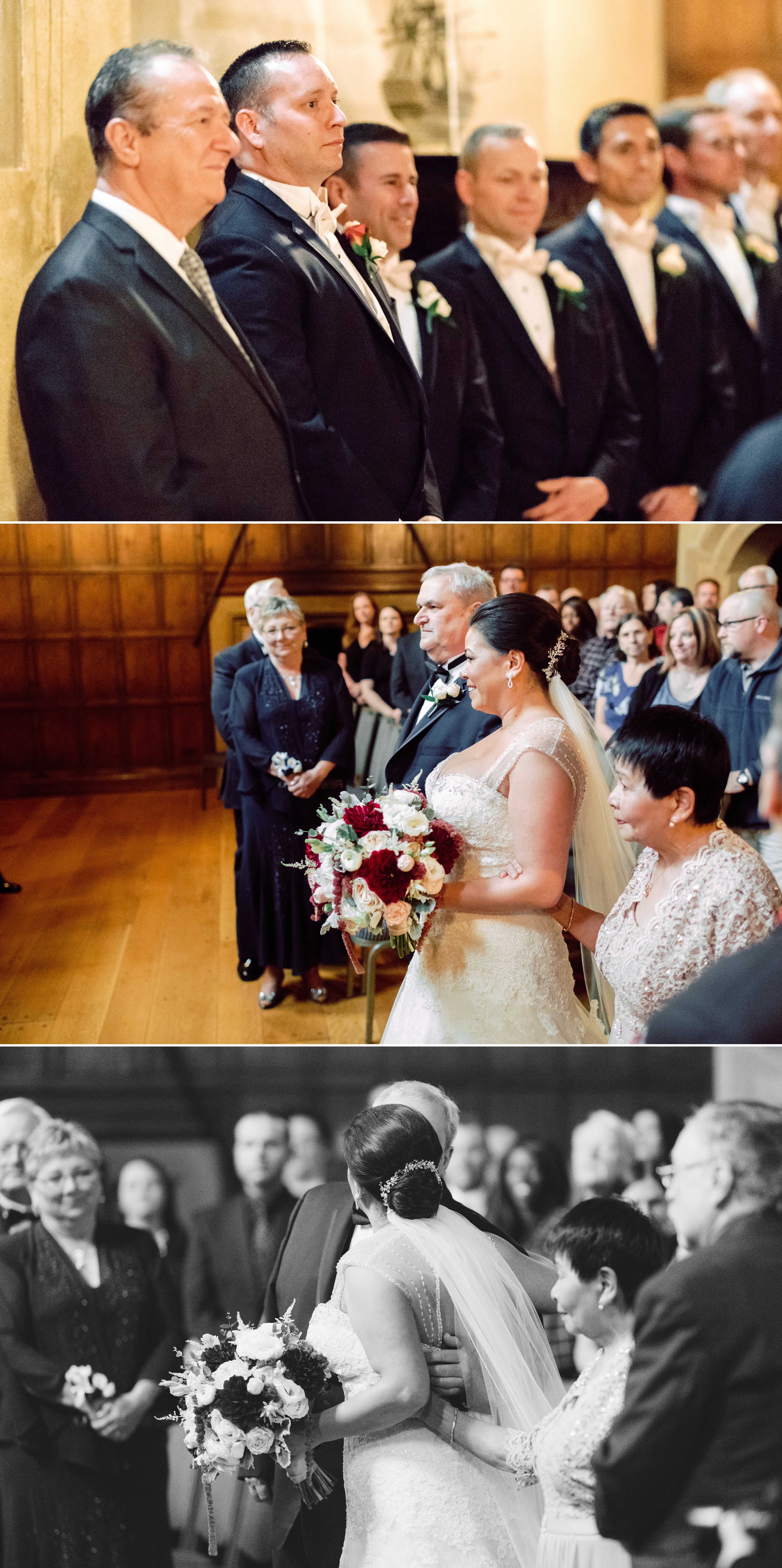 Ceremony photos of bride and groom at Meadow Brook Hall Wedding