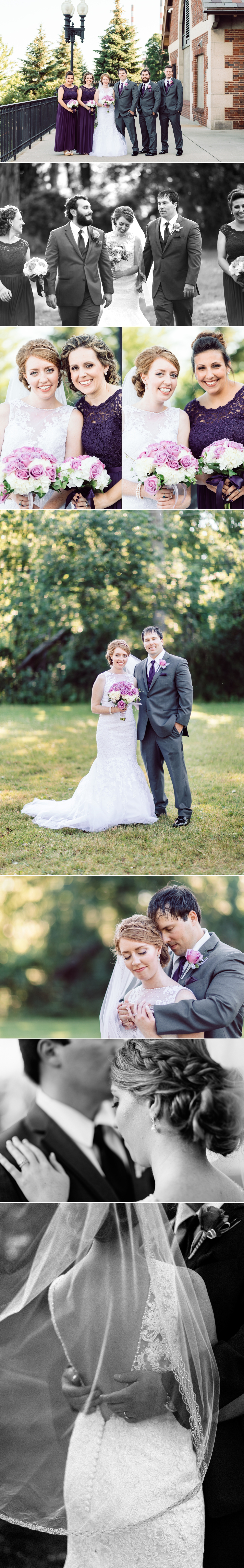 Wedding Party and formal portraits of bride and groom at Elizabeth Park in Trenton, Michigan