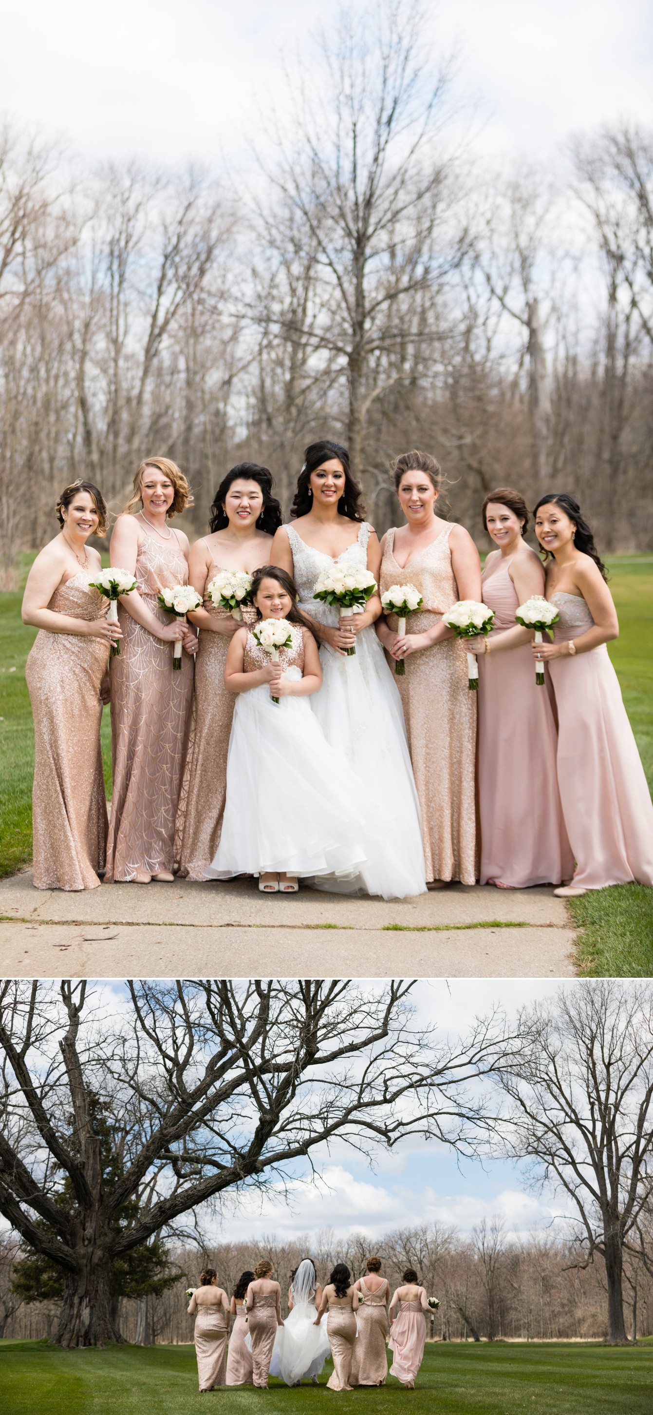 Bride and bridesmaids at the atlas valley country club in Grand Blanc