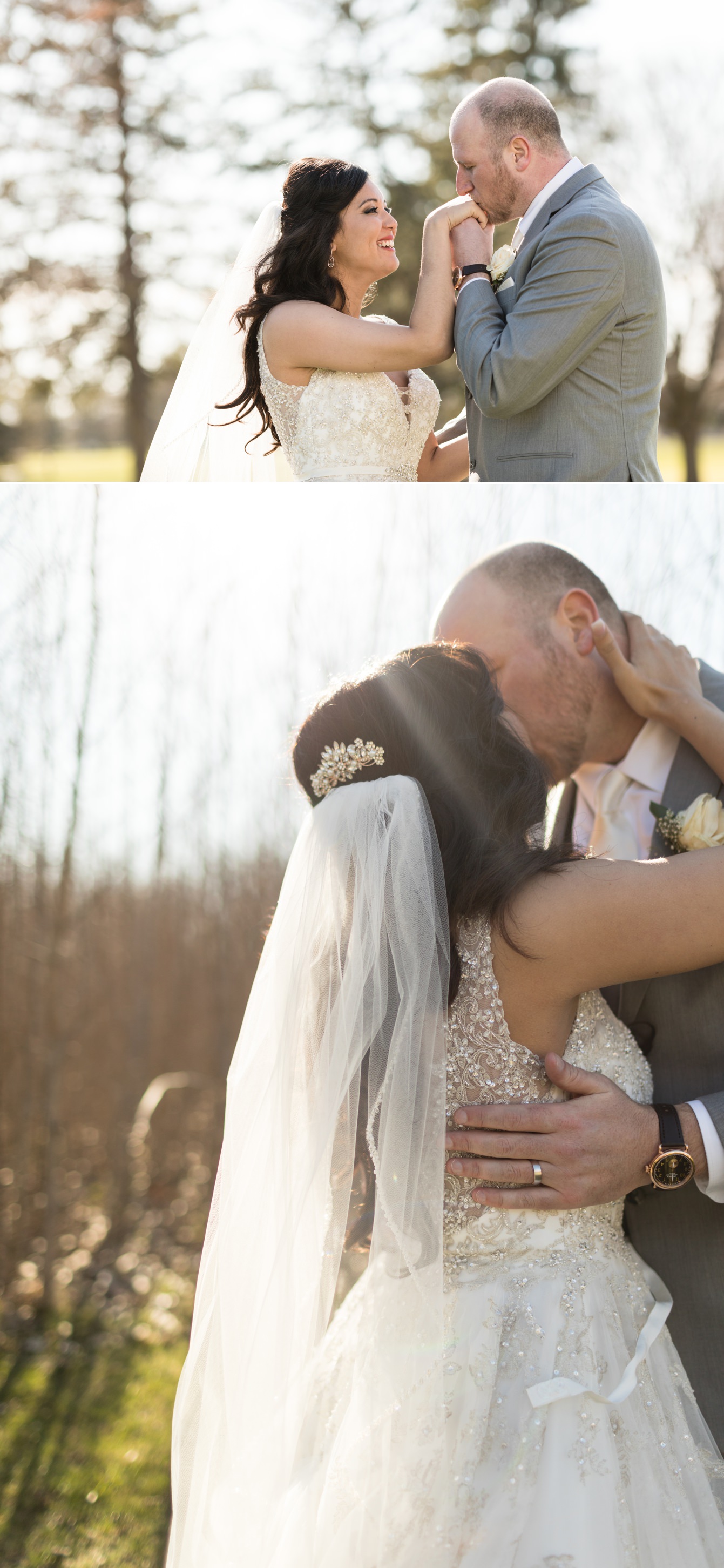 Husband and wife kissing at the Atlas Valley Country Club