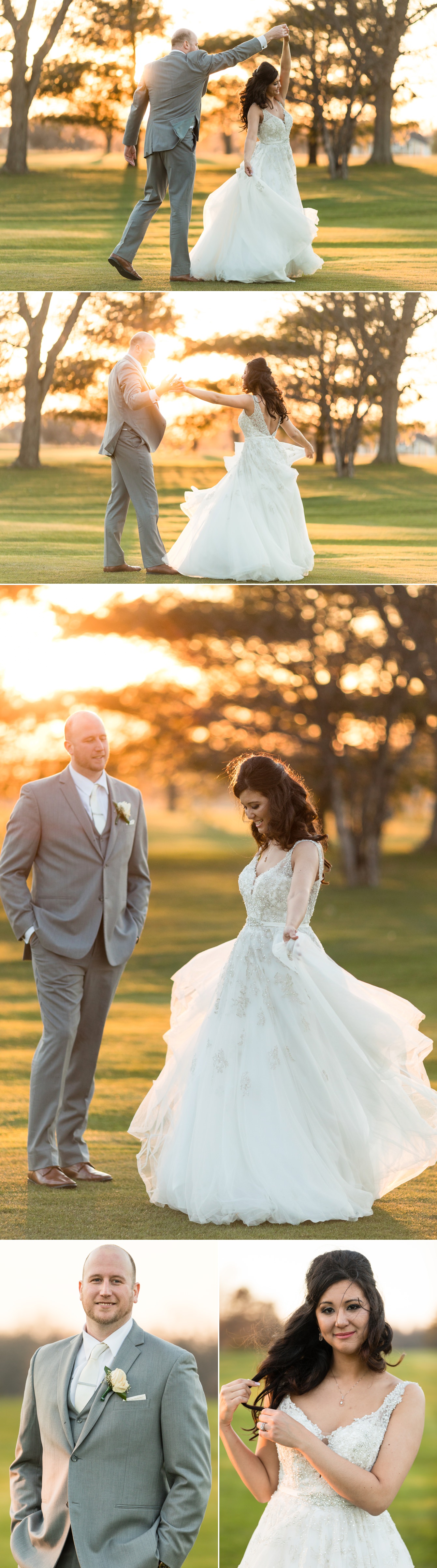 Sunset portraits of the bride and the groom at the Atlas Valley Country Club