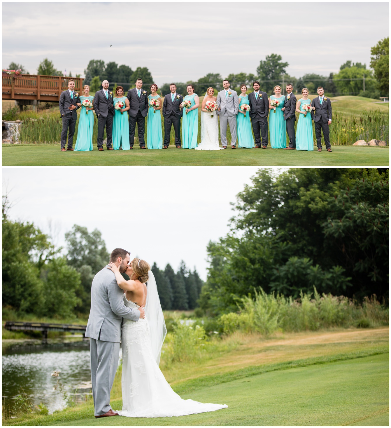 wedding part portrait on the golf course at Fox Hills in Plymouth Michigan