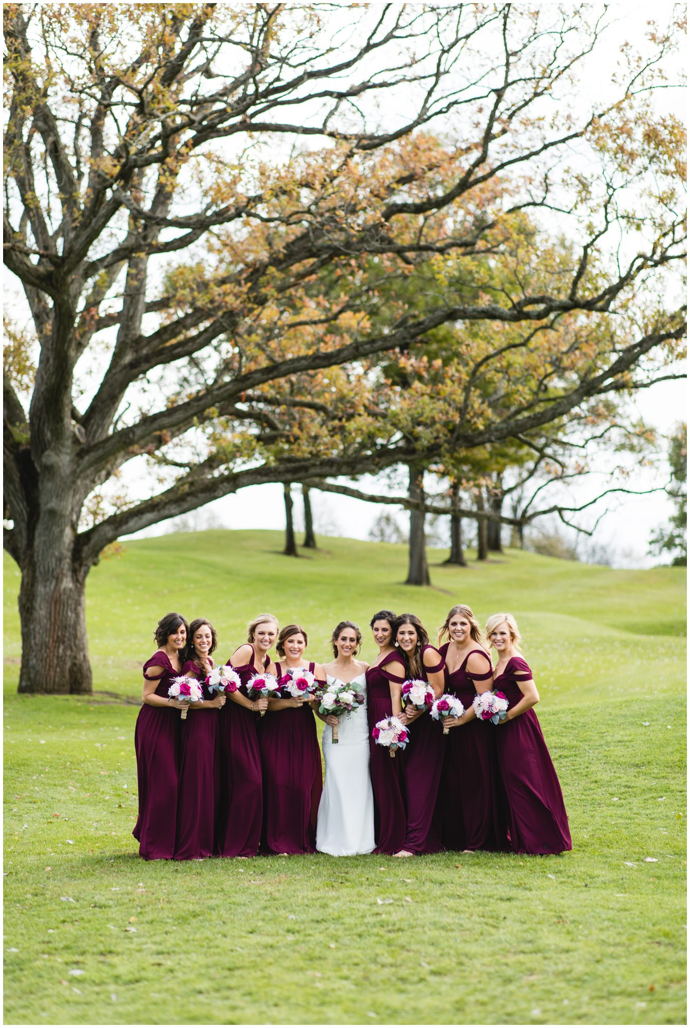 Bridesmaids in the golf course at Paint Creek Country Club in Lake Orion