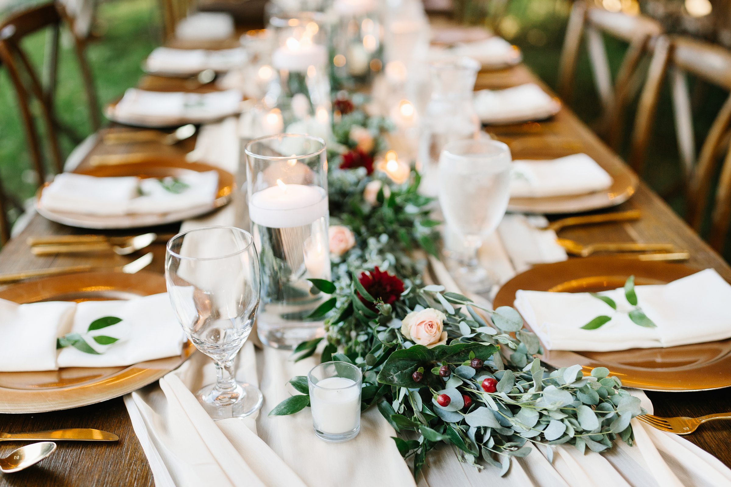Close up of table settings for the Ann Arbor intimate wedding by Detroit Wedding Photographer Michele Maloney