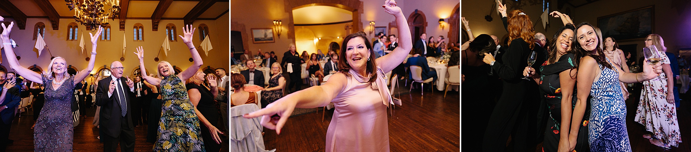 Guests dance during the reception at the Grosse Pointe Yacht Club by Detroit Wedding Photographer Michele Maloney