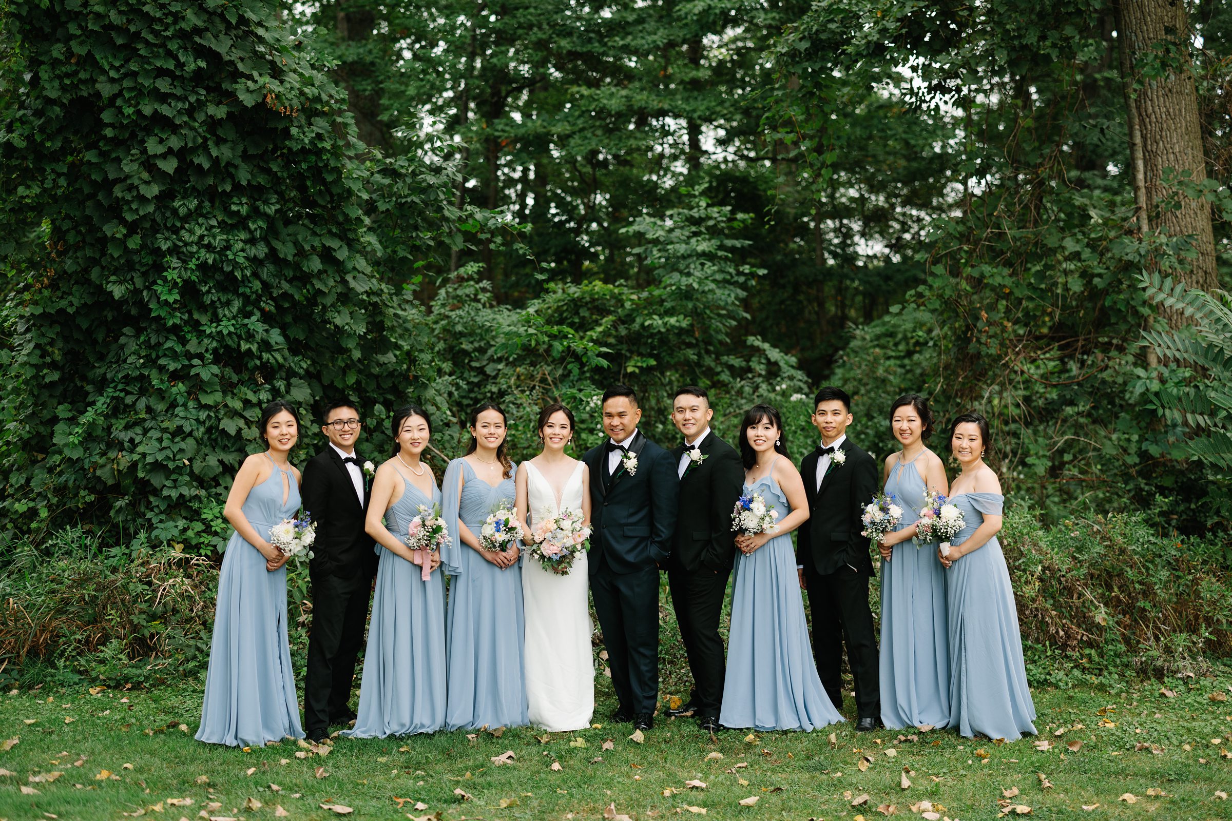 Formal photos of wedding party outside for the Waldenwoods Summer wedding by Detroit Wedding Photographer Michele Maloney