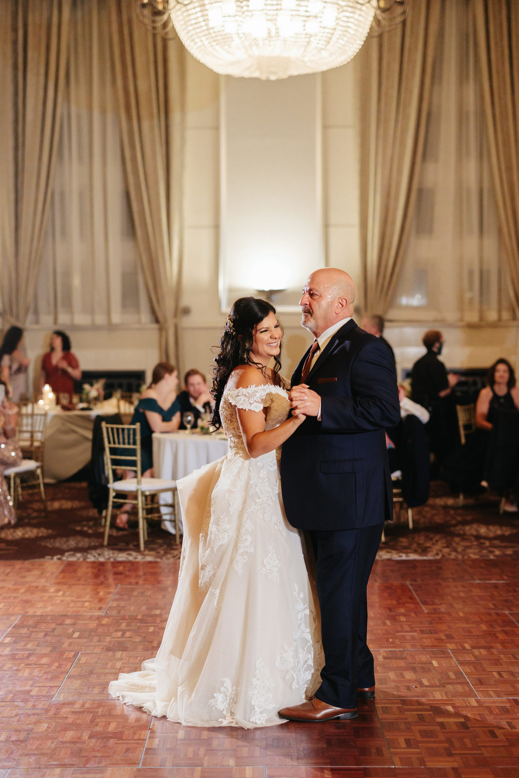 Bride and her father dance at the Inn at St. John's in Plymouth, Michigan by Detroit Wedding Photographer Michele Maloney Photography