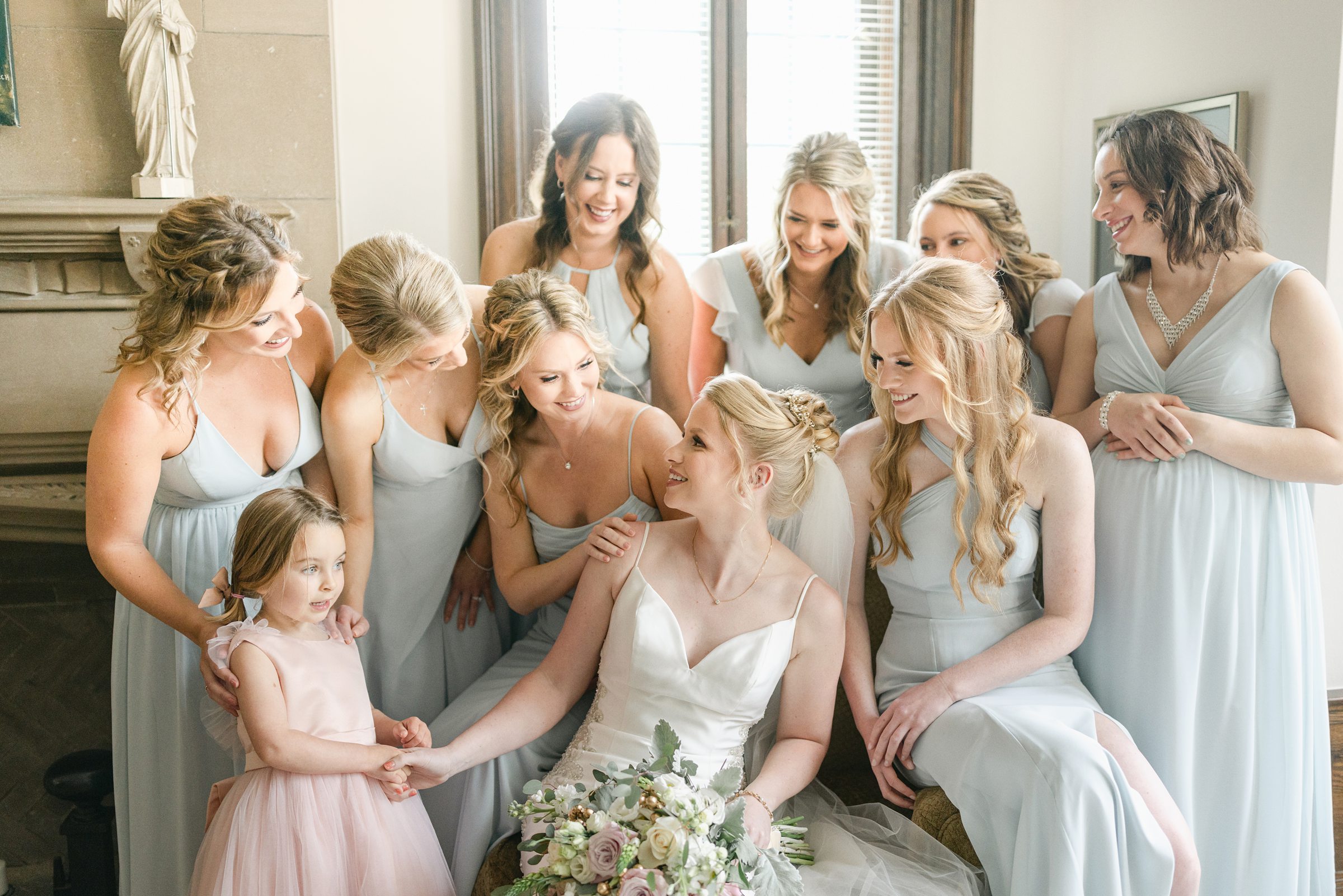 bride and her bridesmaids at the Cathedral of the Most Blessed Sacrament by Michele Maloney Photography