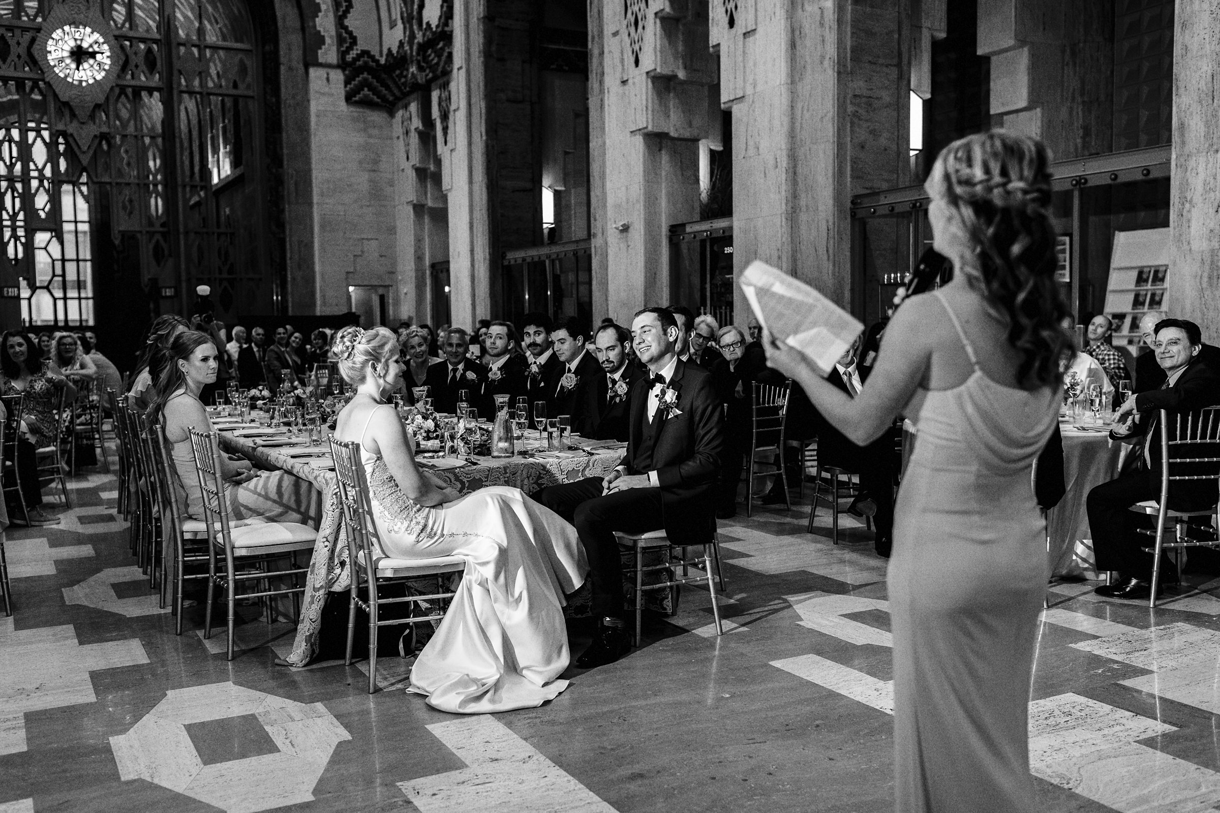 Wedding Speeches  at the Guardian Building in Detroit by Michele Maloney Photography