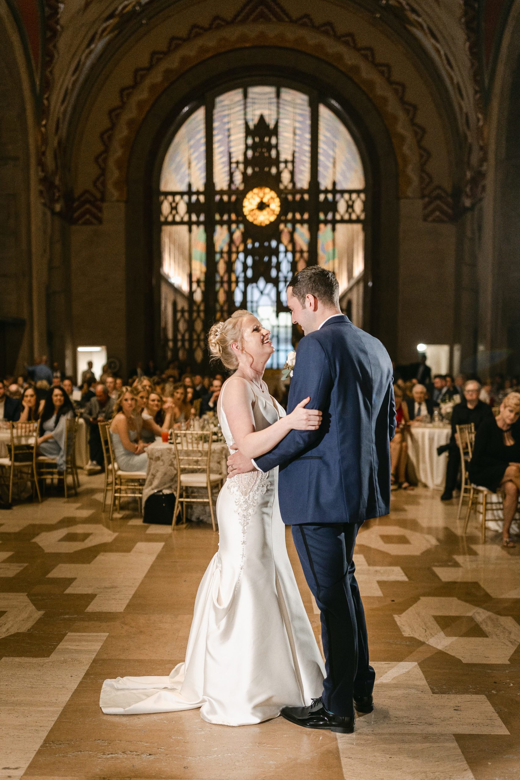 Couple's first dance  at the Guardian Building in Detroit by Michele Maloney Photography