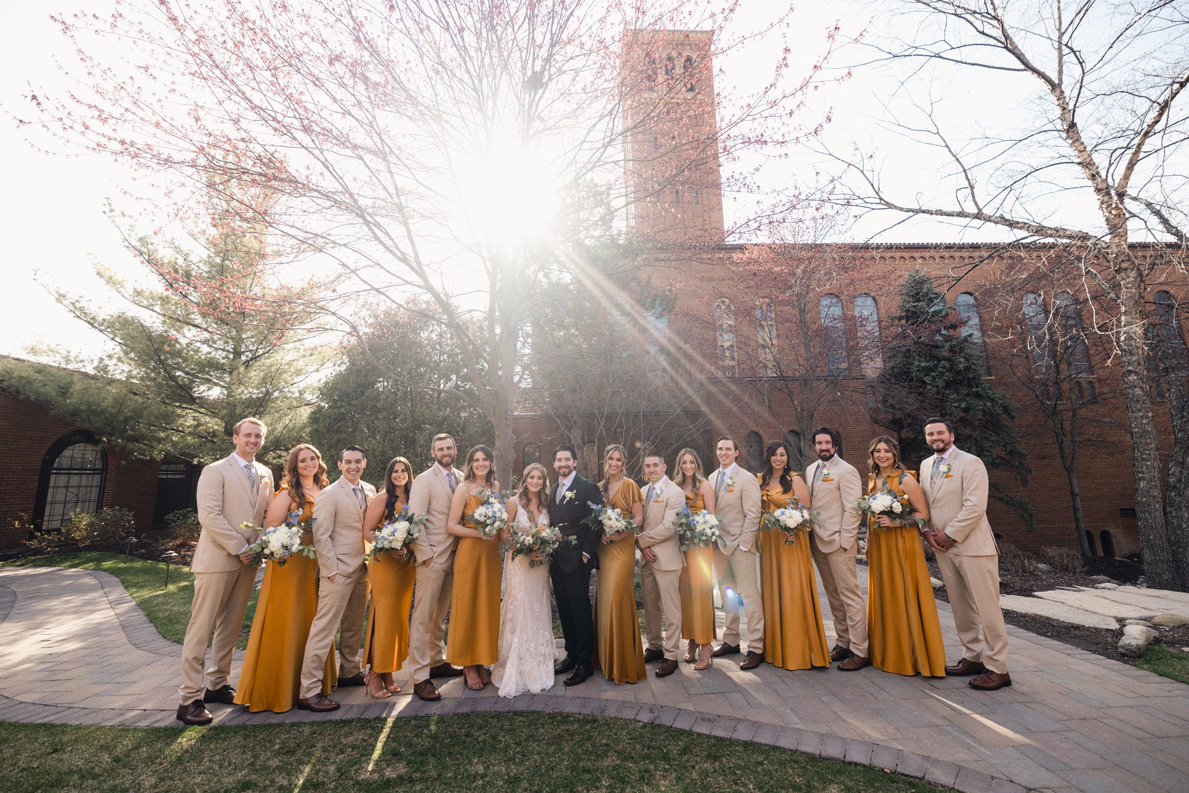Wedding Party in the courtyard at Saint John's Resort by Michele Maloney Photography
