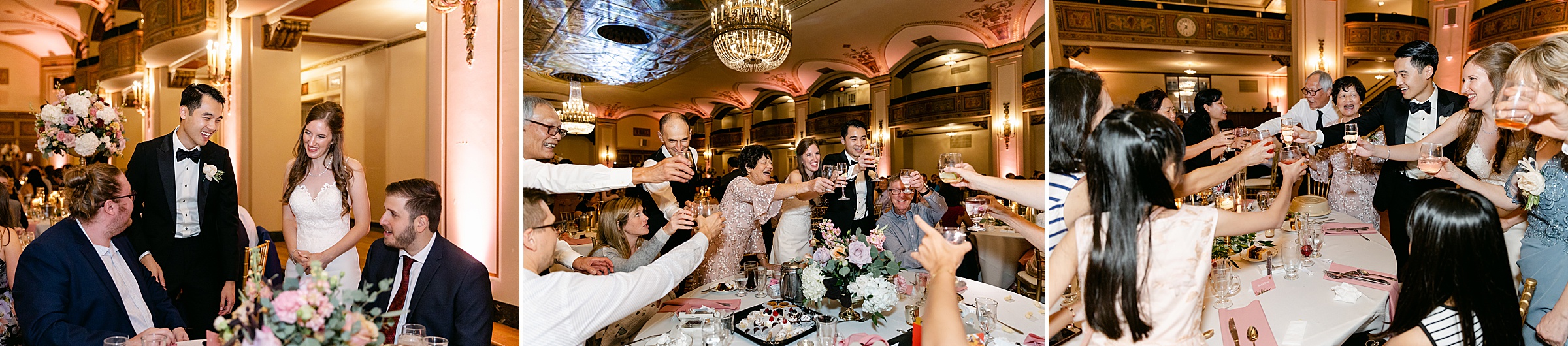 Toasting with guests at the Masonic Temple in Detroit by Michele Maloney Photography