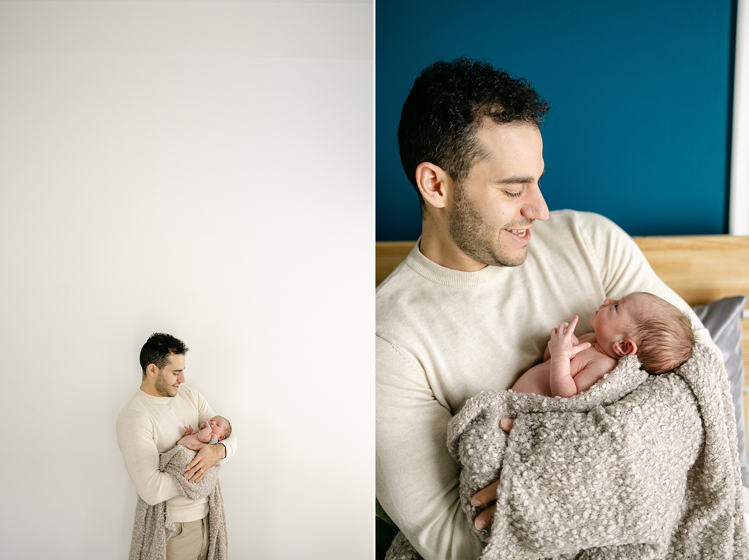 dad and his newborn baby by michele maloney photography
