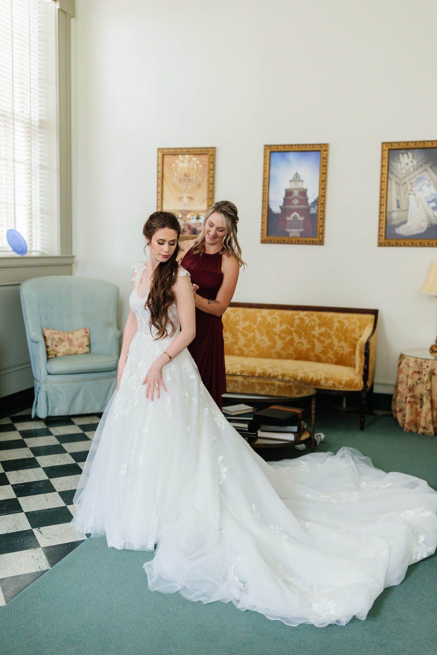 Bride getting ready at the Henry Ford Museum by Michele Maloney Photography