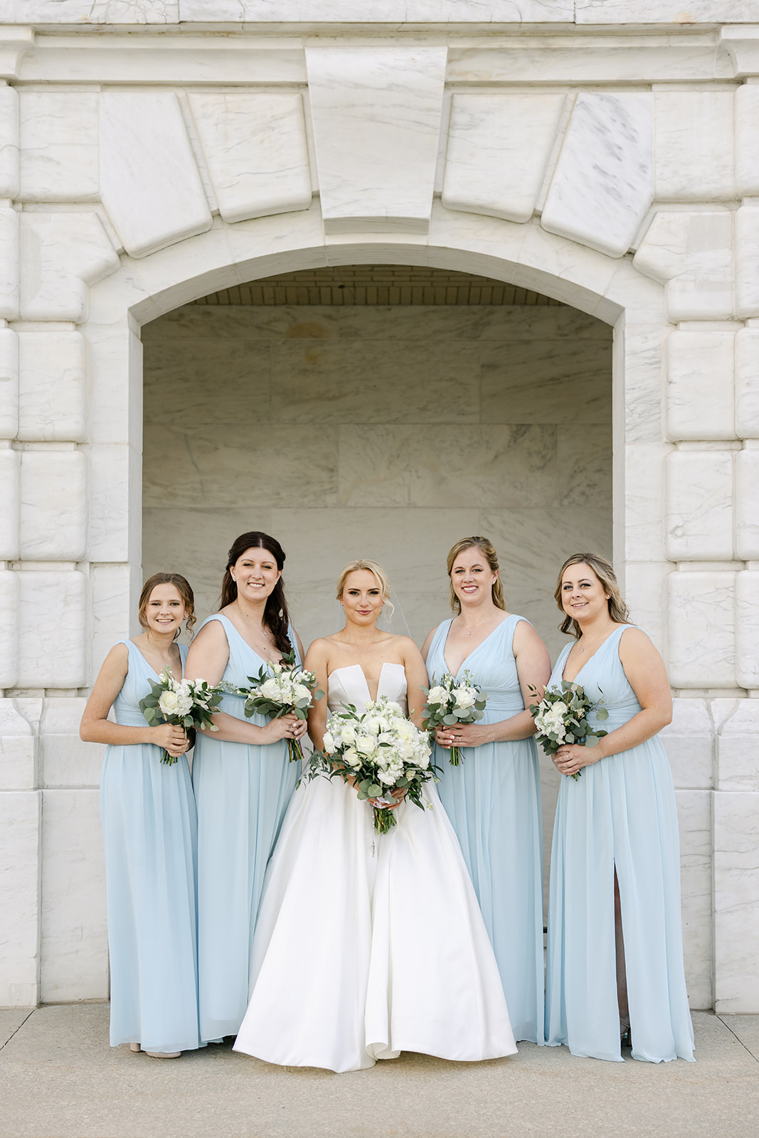 bridal and her bridesmaids portrait at Dearborn Country Club wedding by Michele Maloney Photography