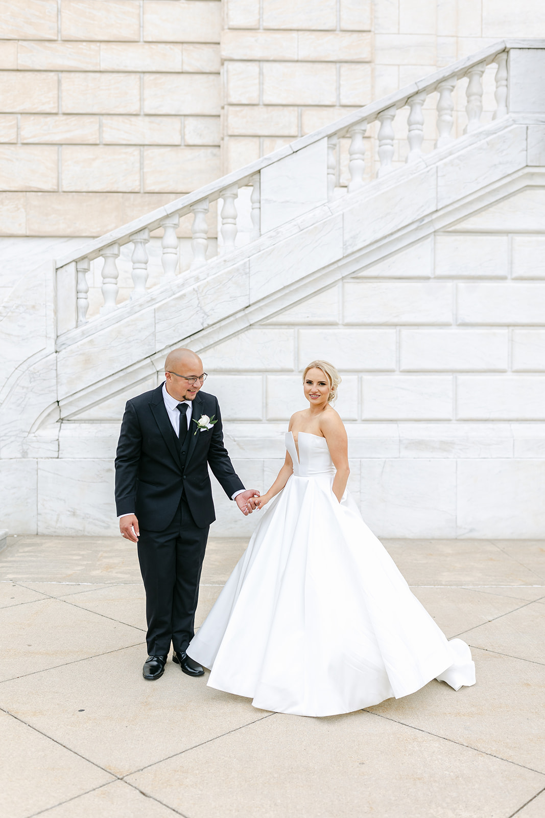 bride and groom portraits before Dearborn Country Club wedding by Michele Maloney Photography