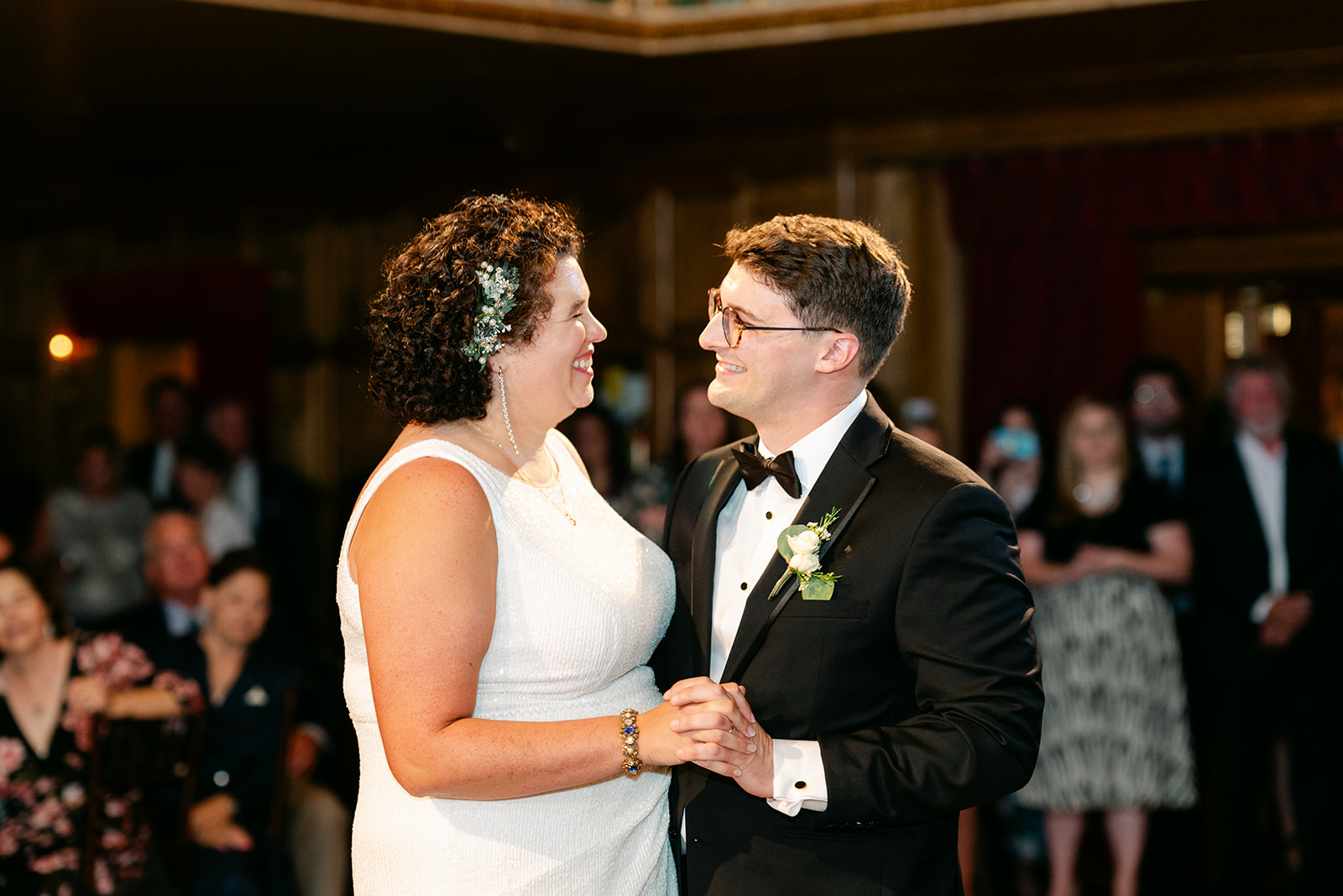 Couple’s first dance under the lights of the Detroit Gem Theatre.