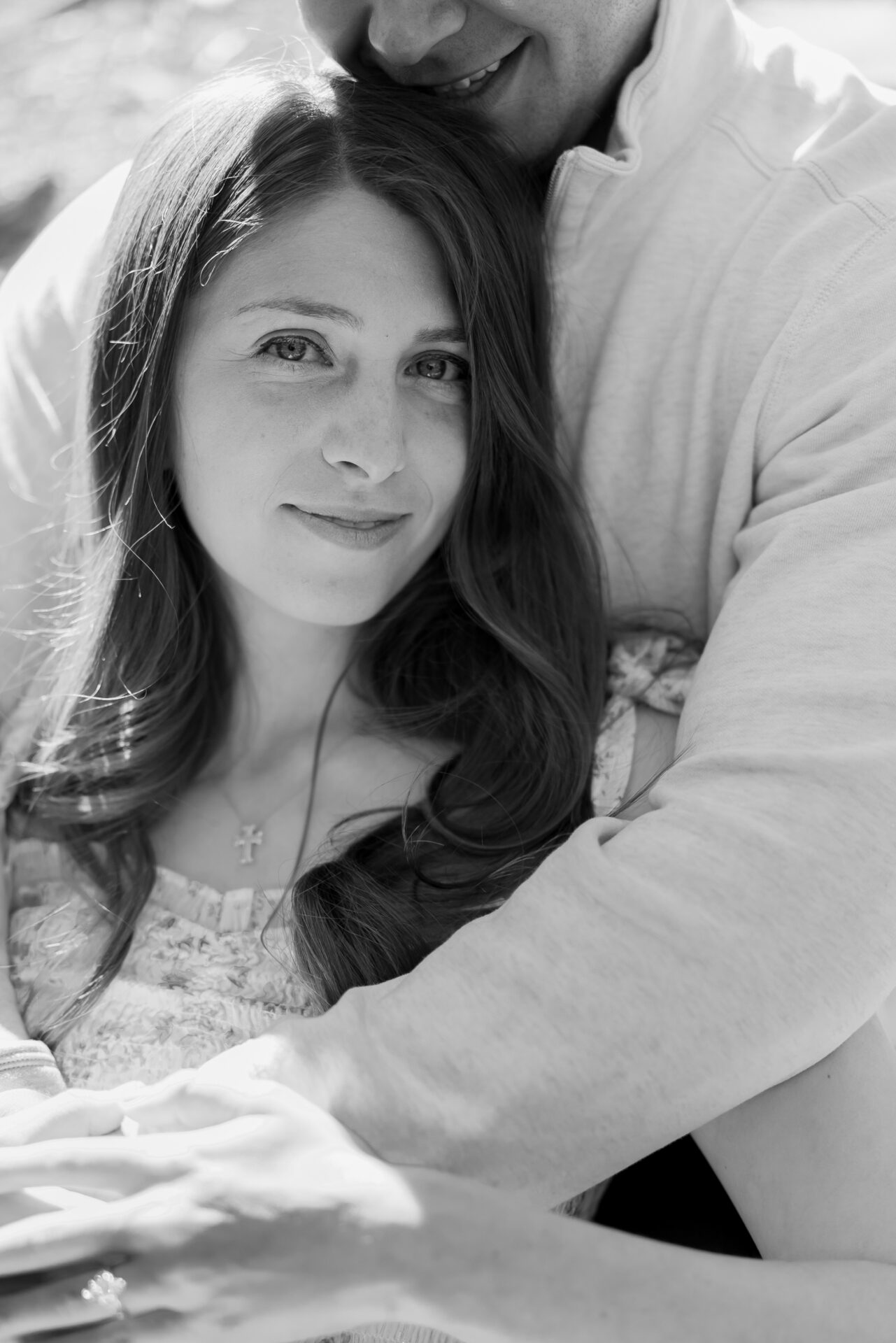 close up of woman at engagement session at Michigan State University